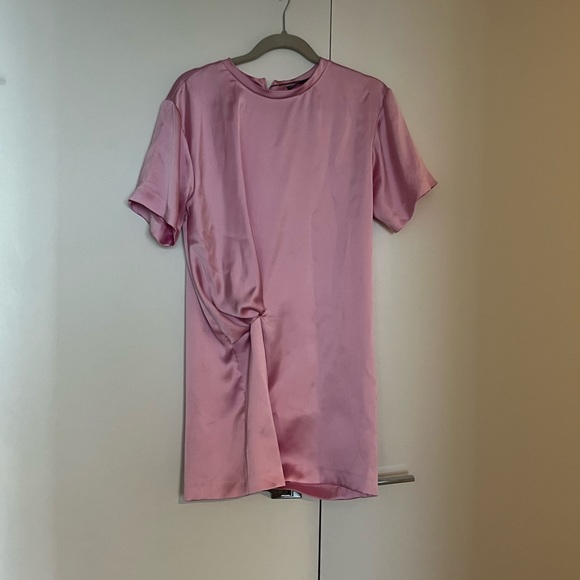 Zara Pink Satin Effect Mini Dress, Size M - Picture 2 of 5